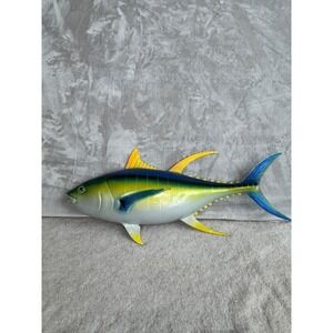 Yellowfin Tuna Wall Hanging Decor 27 Inch Realistic Marine Life Fish Sculpture